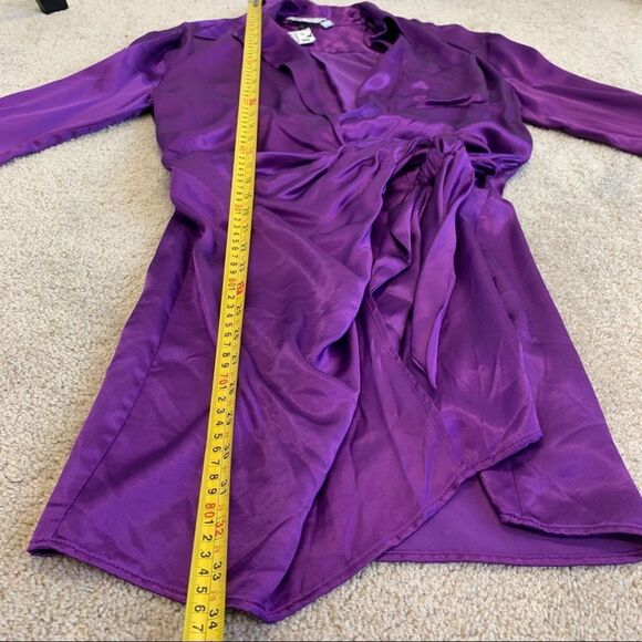 Zara purple satin effect bloggers fave wrap mini dress Sz S NWT - Picture 12 of 14